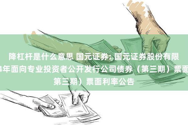 降杠杆是什么意思 国元证券: 国元证券股份有限公司2024年面向专业投资者公开发行公司债券（第三期）票面利率公告