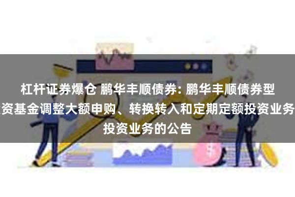 杠杆证券爆仓 鹏华丰顺债券: 鹏华丰顺债券型证券投资基金调整